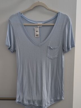 Tilly's Light Blue V-Neck Pocket Tee